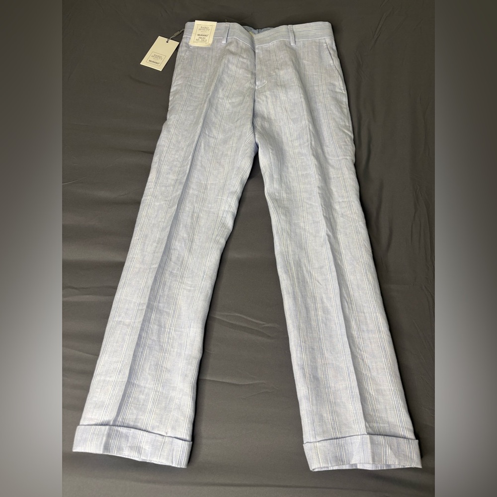 Men’s NWT Murano Baird McNUTT 100% Linen Pants Alex Slim Fit Light Blue 29x30